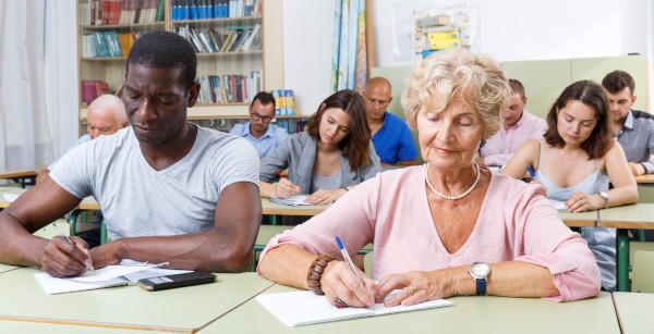 Adult learning, a classroom of people