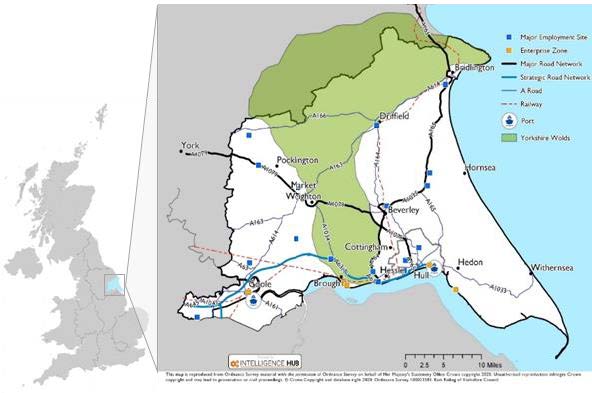 A map of Hull and East Yorkshire